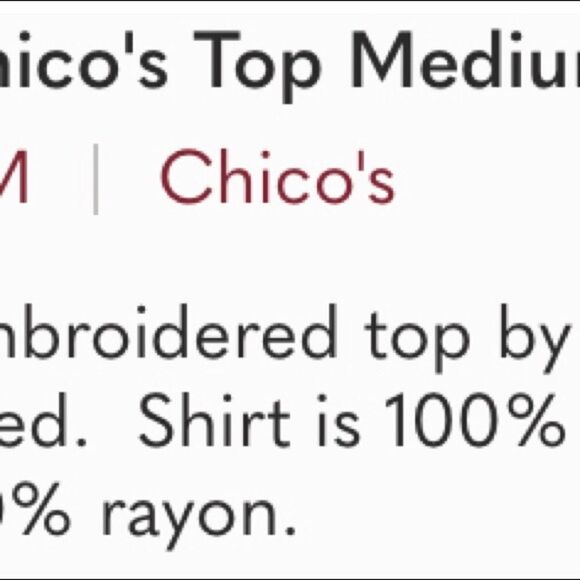 Embroidered Chico's Top Medium - Picture 5 of 5